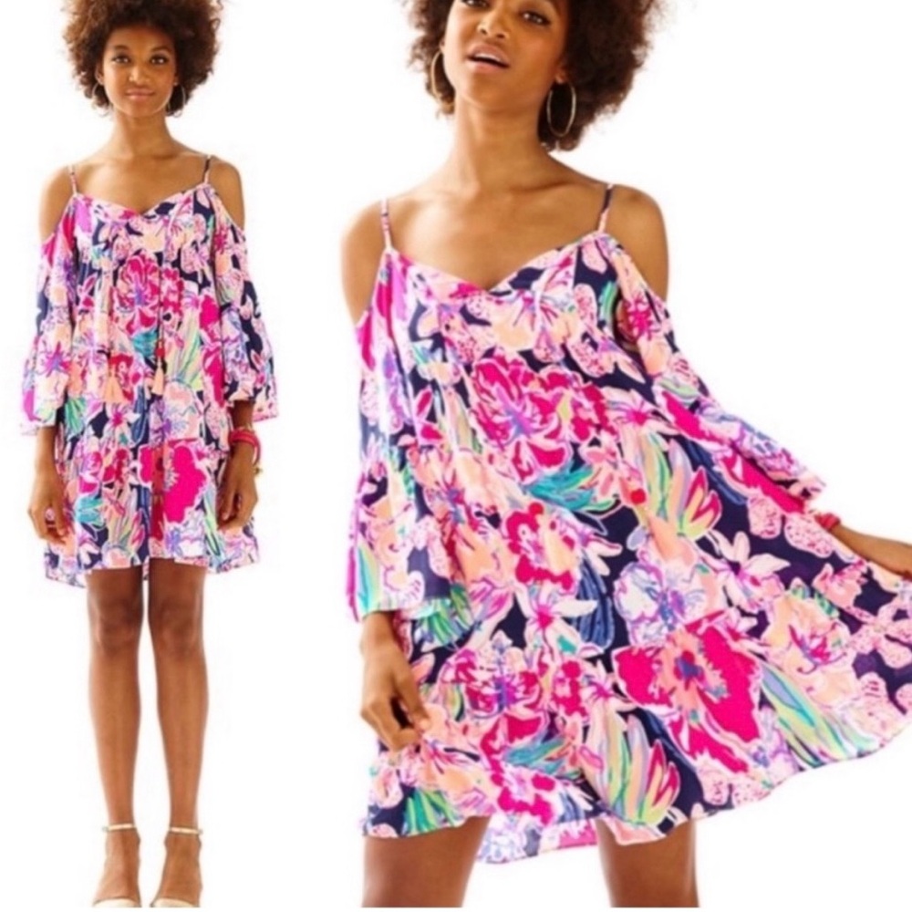 Lilly Pulitzer Alanna open shoulder dress - Large - Tipping Point - Picture 2 of 8
